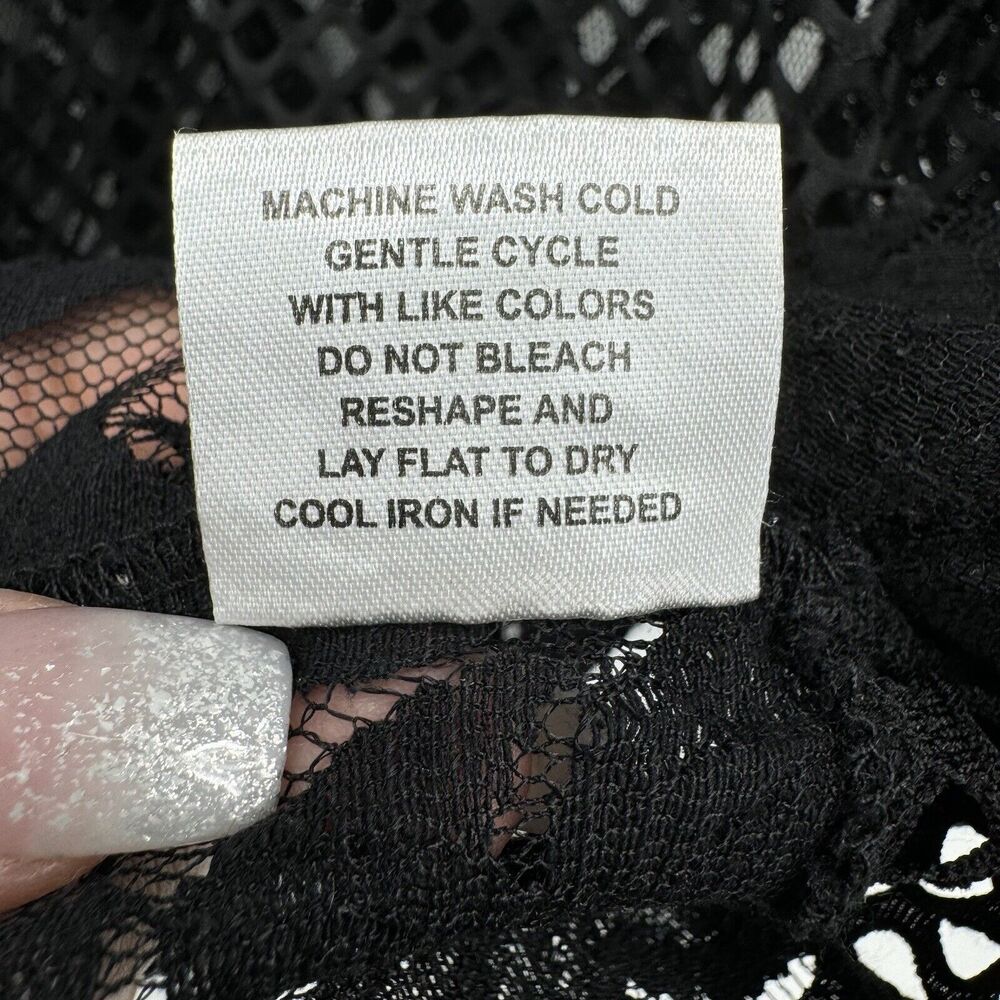 Shannon Ford New York Sheer Top Womens 3X Black Net Floral Lace Short Sleeve - Picture 9 of 11